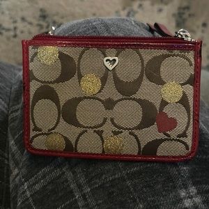 Coach Thin Key ring ID CC holder heart!